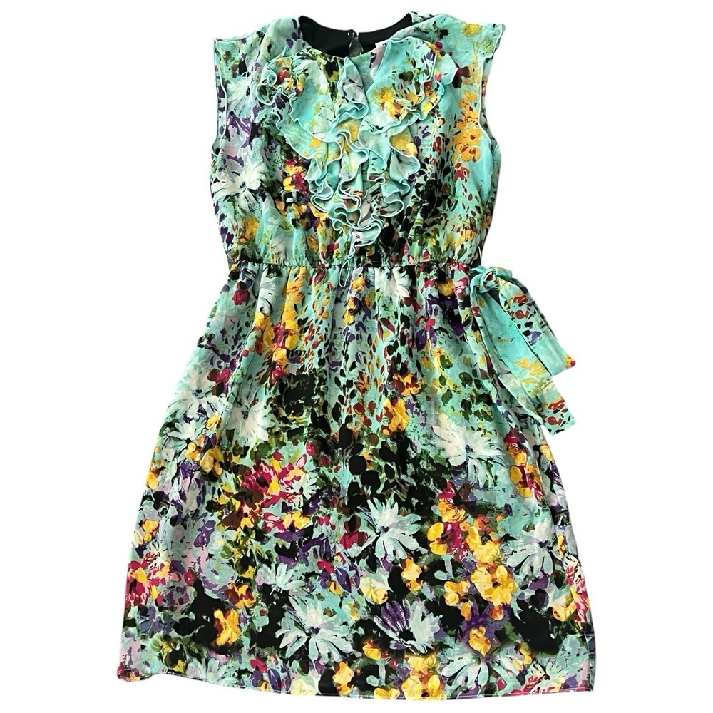 Emma & Michele Floral Ruffle Tie‑Waist Dress‎ | Size 8 | Multicolor Boho